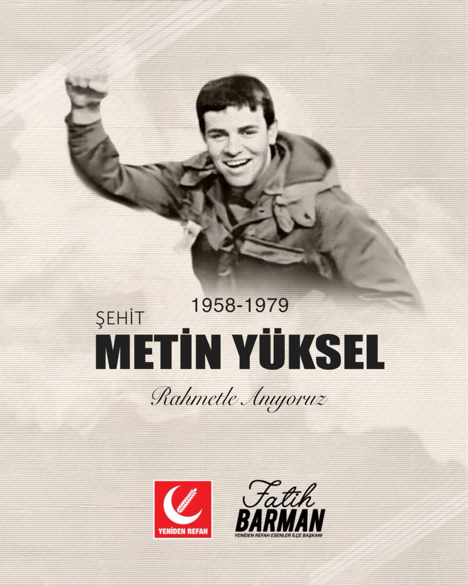 Şehit Metin Yüksel, davasına sadakati ve vakur duruşuyla bir nesle istikamet oldu.
Şehadetinin 47. yılında rahmetle, hürmetle yâd ediyoruz.