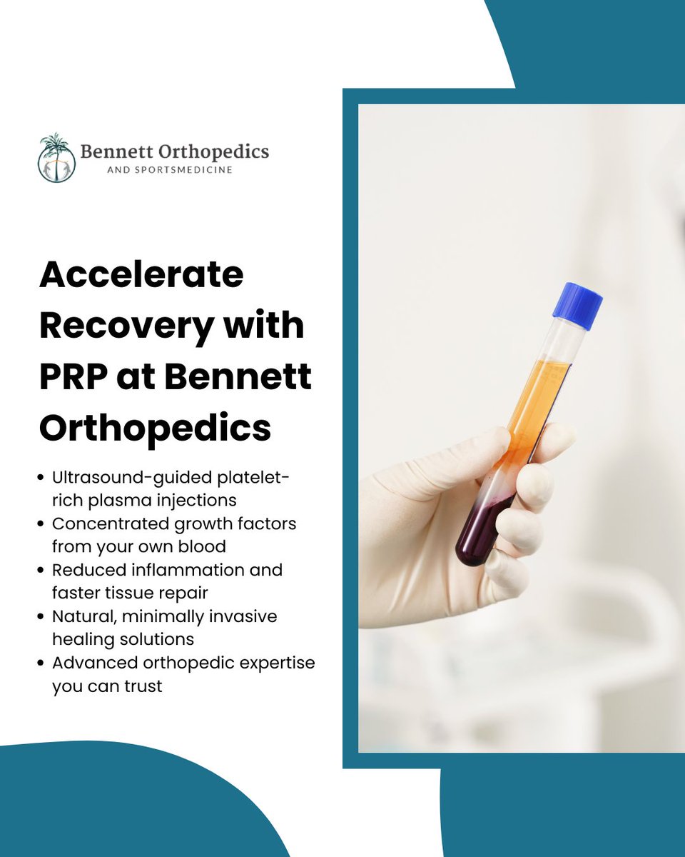 "PRP – What Is It?
Platelet-Rich Plasma (PRP) is one of the most exciting therapies in orthopedics, and Bennett Orthopedics is a leader in its use. 
#PRP #RegenerativeHealing #Orthopedics #NaturalRecovery #BennettOrtho