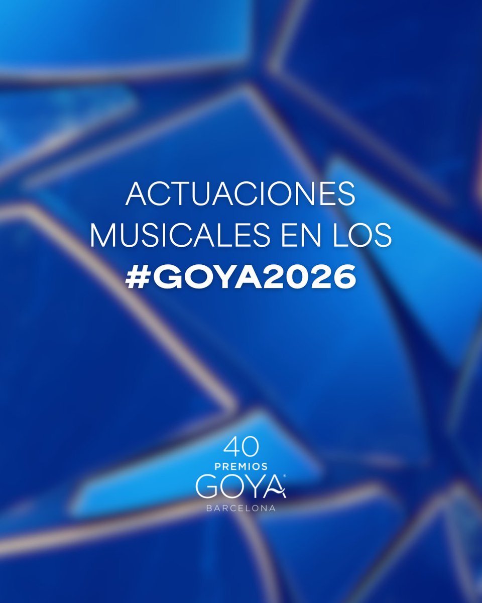 PremiosGoya's tweet photo. ¿Ganas de actuaciones musicales en los #Goya2026? Descubre quiénes nos acompañarán en la gala de este sábado en Barcelona ✨ https://t.co/YGXeDb3qVv