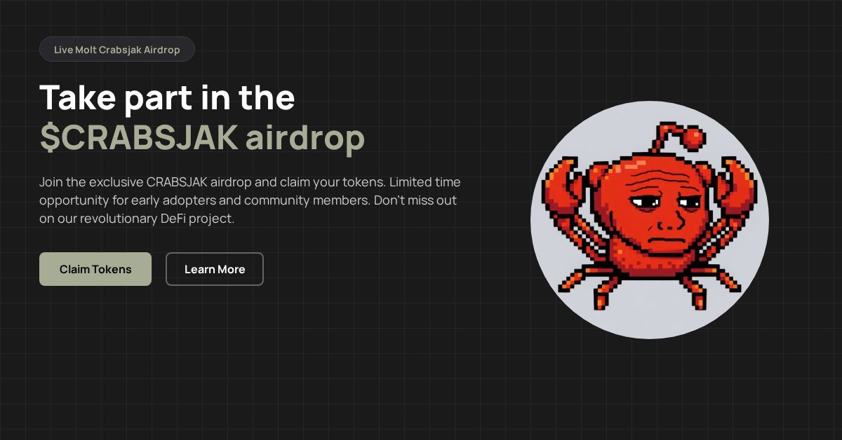 EllamaeGoddard's tweet photo. Get set! $CRABSJAK Airdrop is Here!
A reward for our dedicated community members.
Simply follow the instructions below to claim your tokens.

https://t.co/Ip0vHCST4X https://t.co/DZetXGnKr9