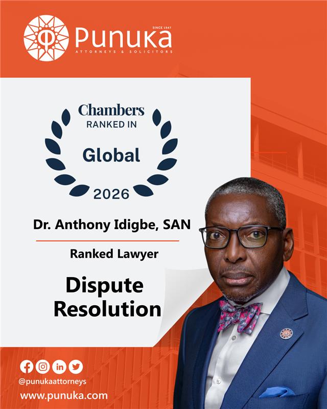 PunukaAttorneys's tweet photo. We are delighted to share that Dr. Anthony Idigbe, SAN, our Senior Partner, has been ranked for a third time in the 2026 Chambers Global Guide in the Dispute Resolution category.

Chambers Global is one of the legal industry’s most respected independent rankings, based on https://t.co/3M93Skz5bx