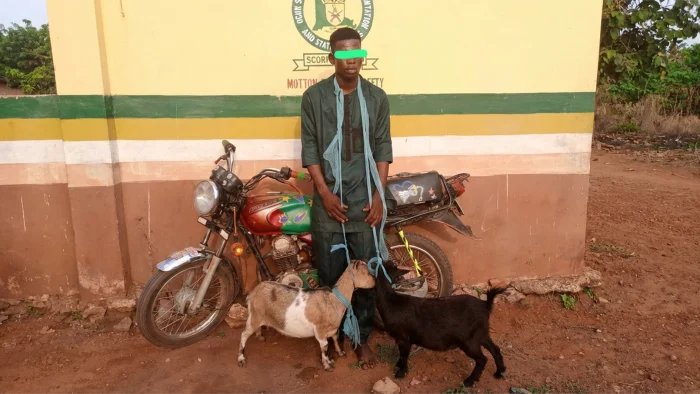 Young Man Emmanuel Awahnse arrested during the naming ceremony of his child in Ogun church for stealing three goats