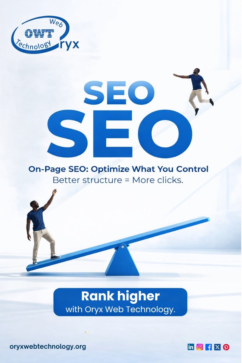 OryxWebTech's tweet photo. Your website can’t rank if your foundation isn’t strong.

At Oryx Web Technology, we focus on strategic on-page optimization that helps your website rank higher on search engines and convert traffic into real results.

Visit: https://t.co/fNUZomK4tE https://t.co/DFy9qpqbos
