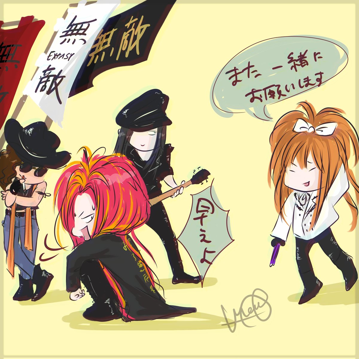 22Mamico's tweet photo. すごく悲しい
HIDEちゃんに怒られてるよきっと
まだ早いって

でもそっちにはお兄ちゃんたちがいるから 
皆とたくさんセッションして､
ドラム叩いてくださいね https://t.co/shBquELRUS