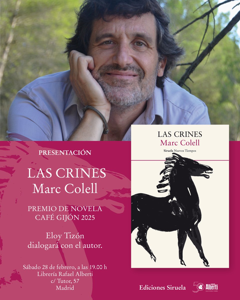Te invitamos a conocer la novela ganadora del #PremioCaféGijón 2025 en #Madrid.

📕 <a href="/MarcColell5/">Marc Colell</a> presenta LAS CRINES acompañado de <a href="/eloytizon/">Eloy Tizón</a>.
🗓️ 28/02, 19 h. 📍 <a href="/LibreriaAlberti/">Librería Alberti</a>.

l1nq.com/dsw0q