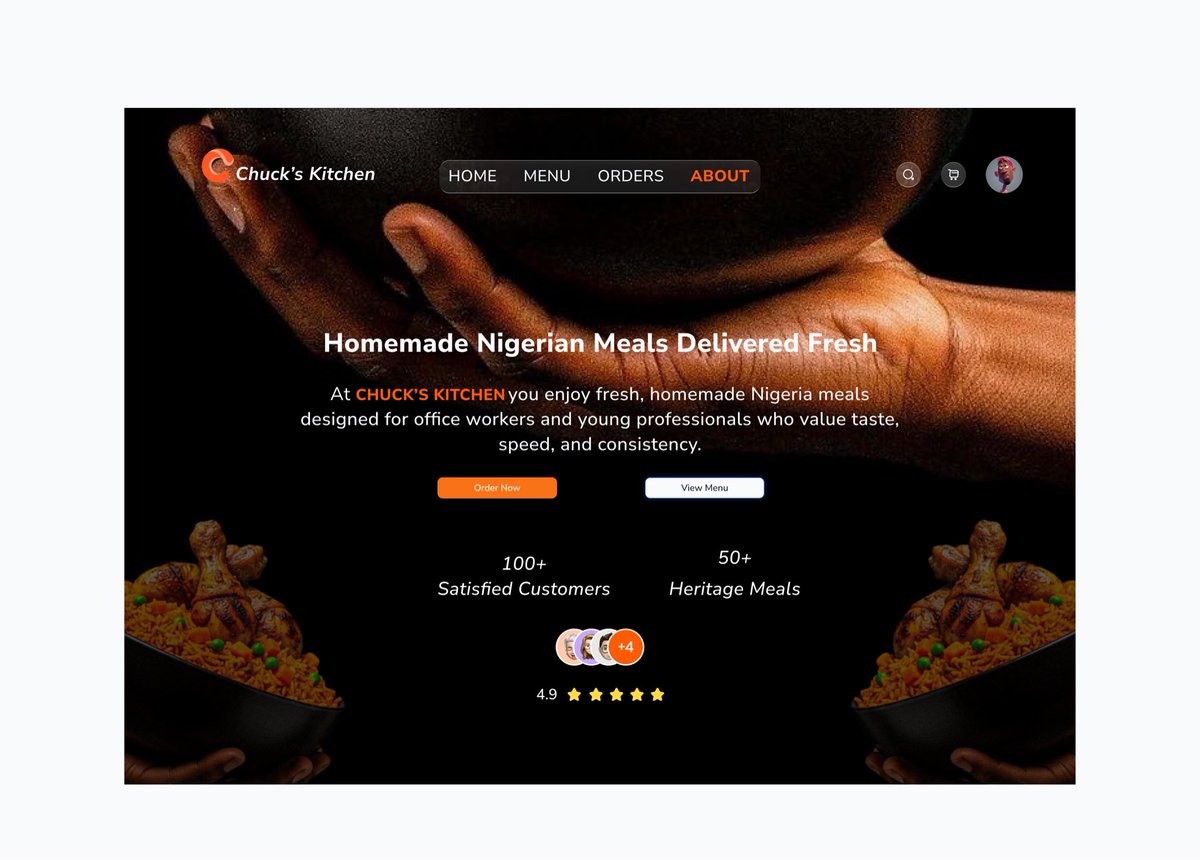 Chuck’s Kitchen hero section. <a href="/trumindsltd/">TRUEMINDS INNOVATIONS LTD</a>  
#UIUX #UIDesign 
#UIDesign
