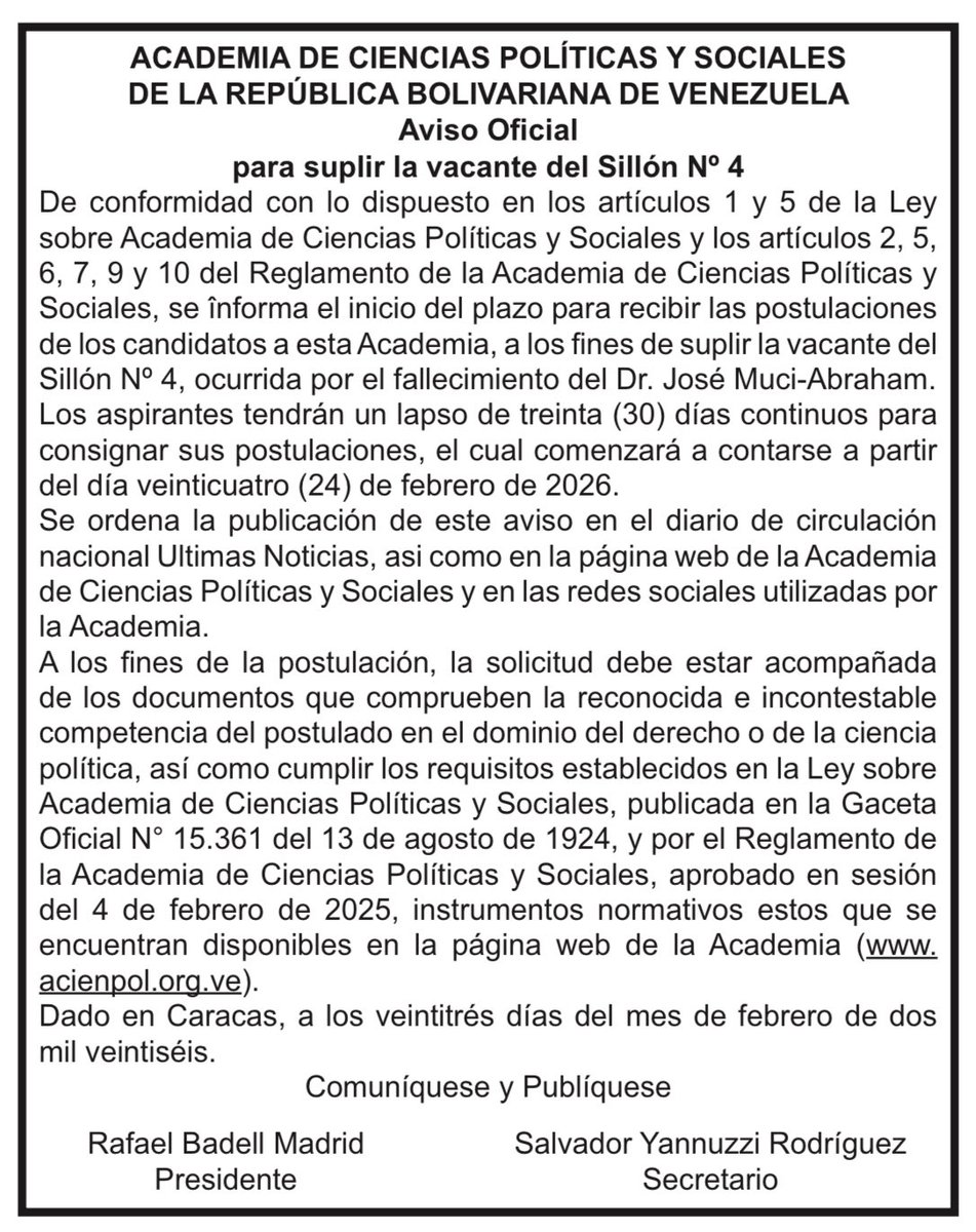 Academia de Ciencias Políticas y Sociales tweet media