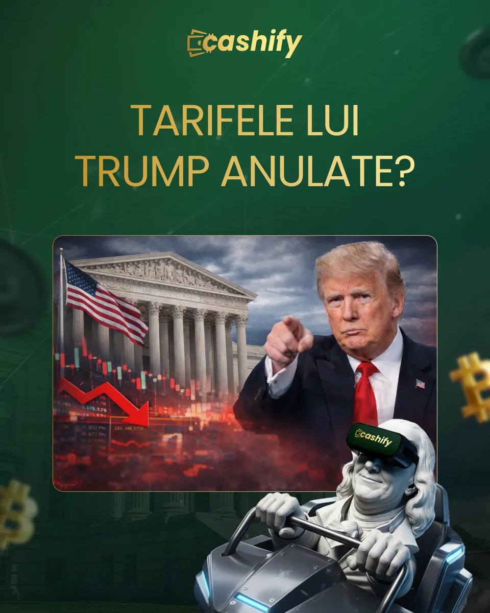 🇺🇸 Tarifele lui Trump blocate de Curtea Supremă

Curtea Supremă a respins tarifele impuse de Trump. 

Trump spune că va încerca alte căi legale pentru a le menține.

Tensiunea comercială rămâne în joc, iar piețele reacționează la fiecare declarație. 🌍