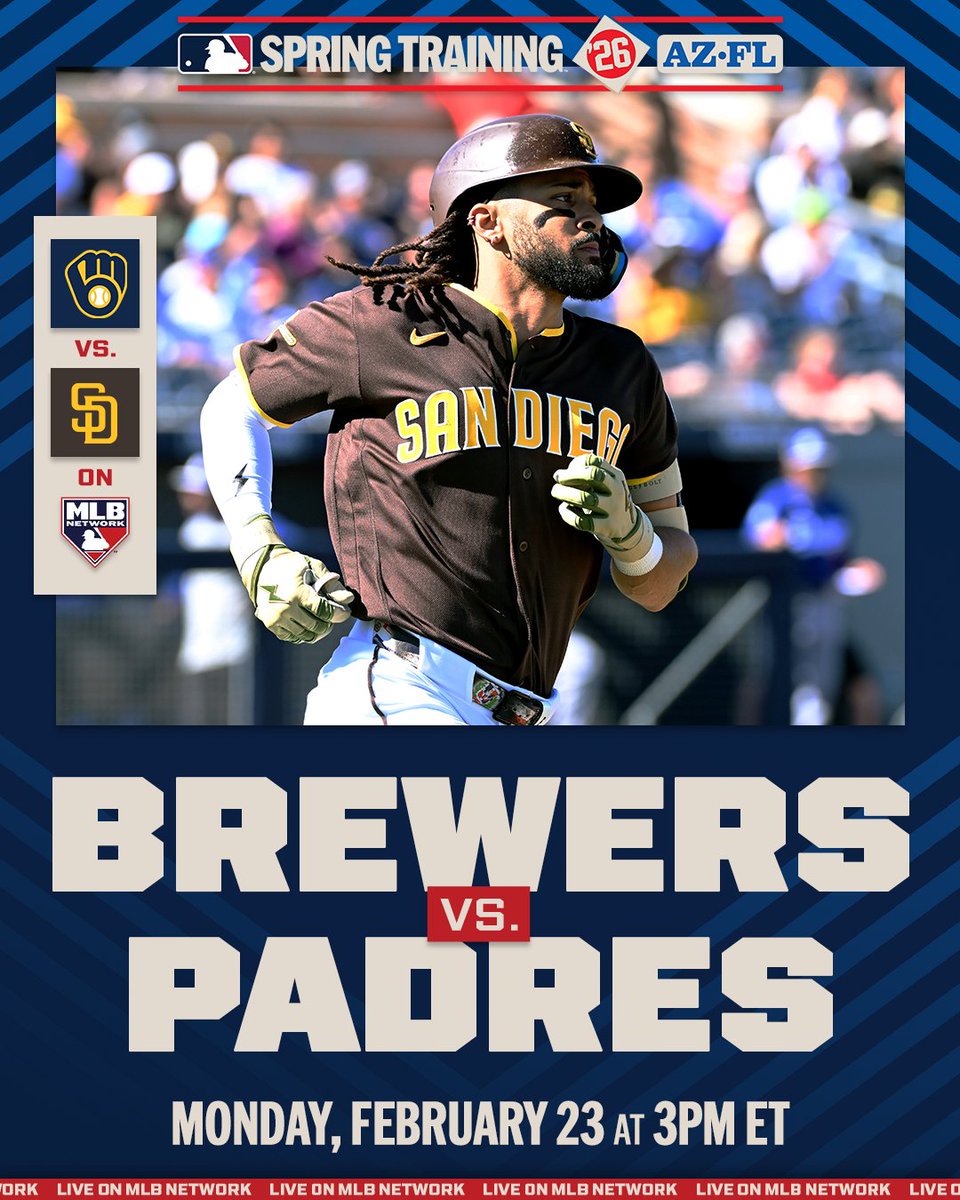 Tune in to MLB Network for some Cactus League action! 📺
⚾ Brewers vs. Padres