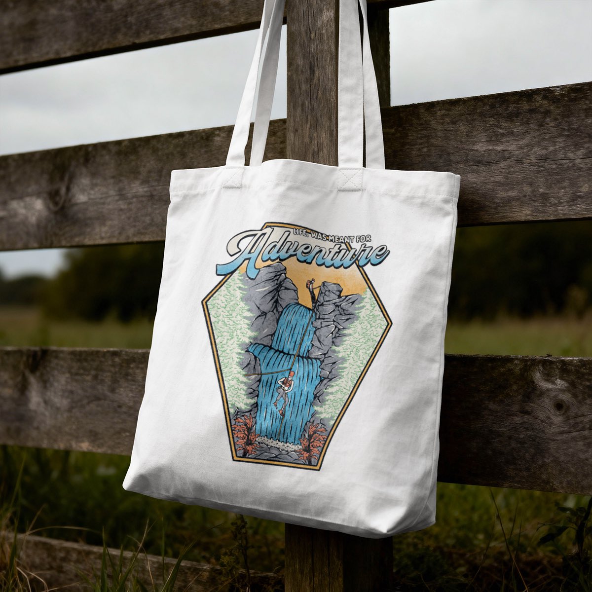 NurcholisIpul's tweet image. Dare to step, dare to descend, dare to conquer.
Two adventurous souls brave the rushing waterfall, standing between a sturdy cliff and a vibrant forest. 
#illustration #clothing #typograph #logo 

Check out new work on my @Behance profile: "ADVENTURE" be.net/gallery/244649…