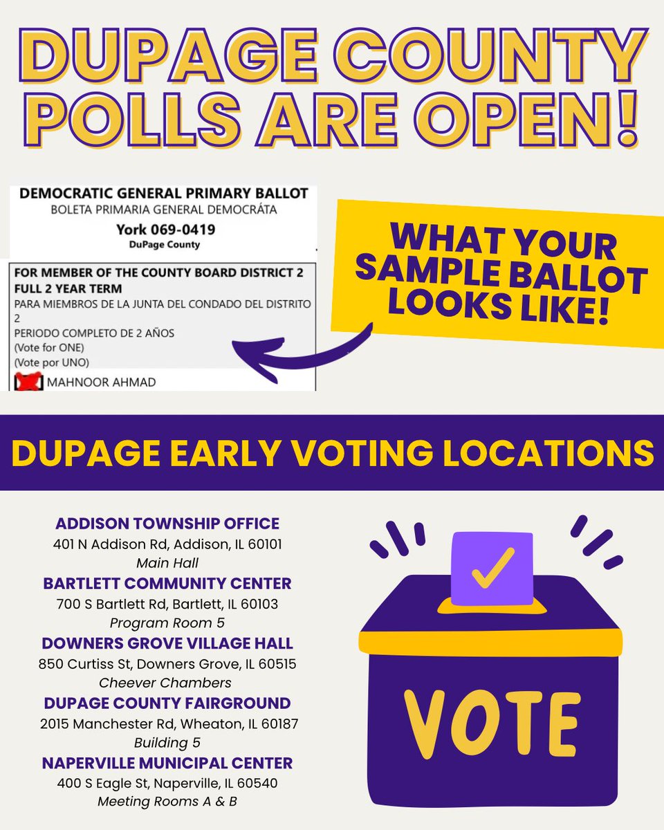 DuPage Early Polling Sites OPEN!