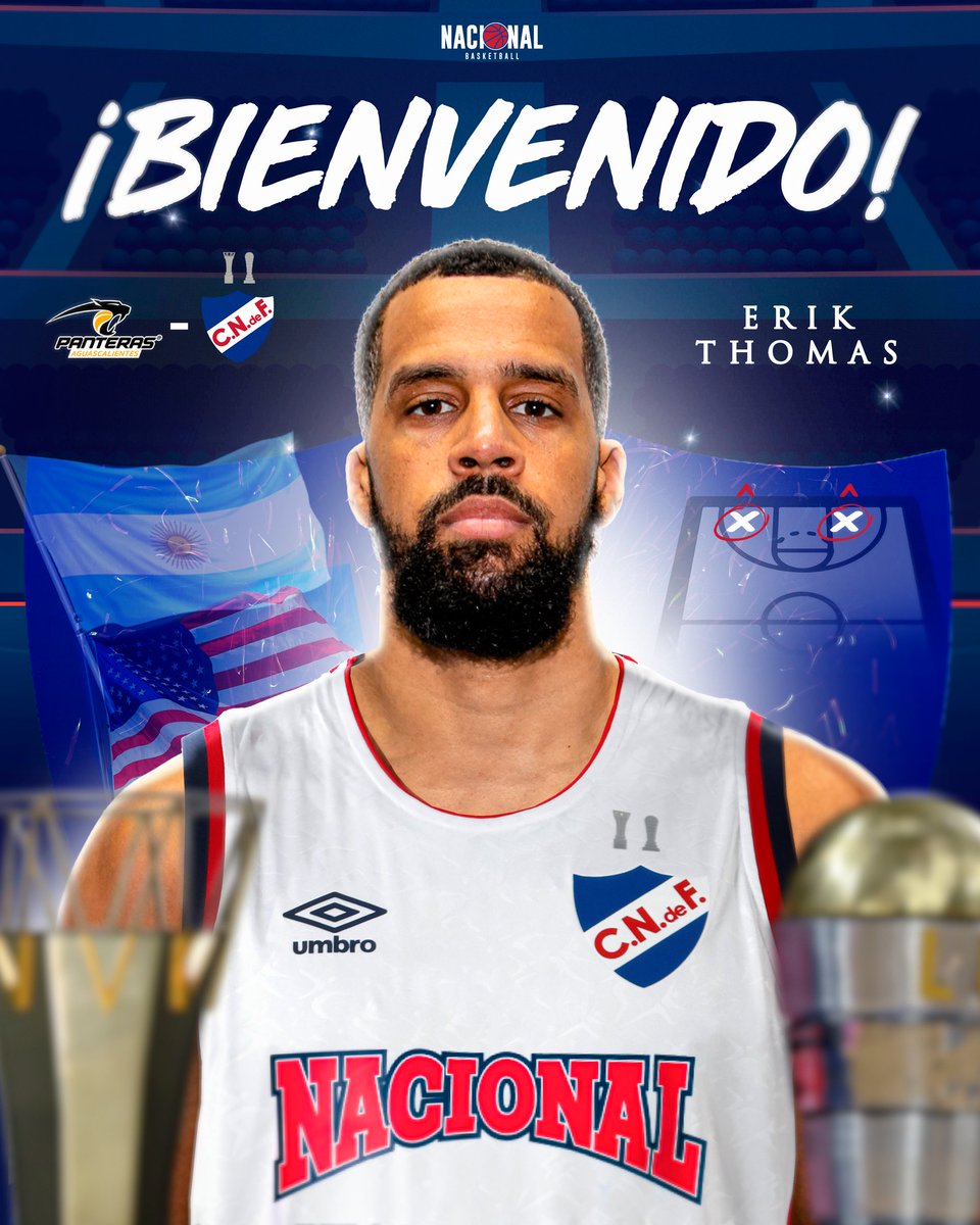 CNdeFbasketball's tweet photo. Bienvenido al Tricolor, Erik 🇦🇷🇺🇸

El ala-pívot Erik Thomas, se suma a Nacional como refuerzo para la próxima instancia de la Basketball Champions League Americas

Jerarquía, experiencia internacional y carácter para seguir compitiendo al más alto nivel

¡Vamos con todo, Erik! 👊🏼🔴⚪🔵