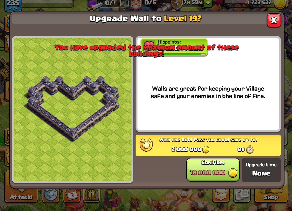 Am I the first player to max out all available walls? Thank you for the new Update 🔨 <a href="/ClashofClans/">Clash of Clans</a>