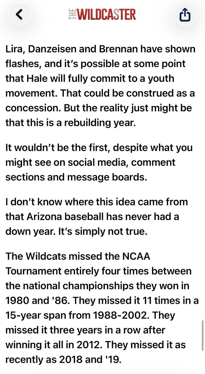 Wrote a column about what’s going on with Arizona baseball. Here’s an excerpt. Link to follow.