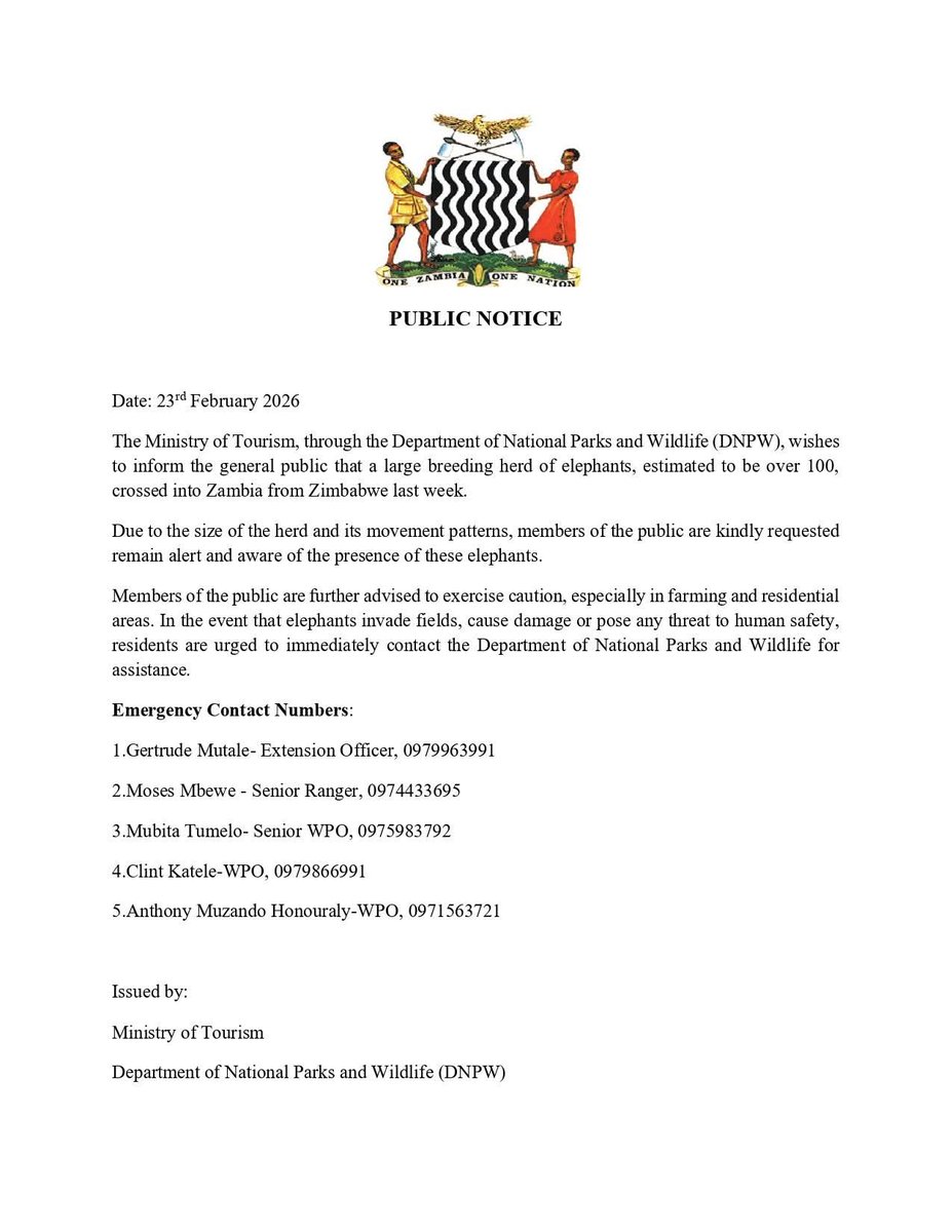 For Livingstone District and Mukuni area