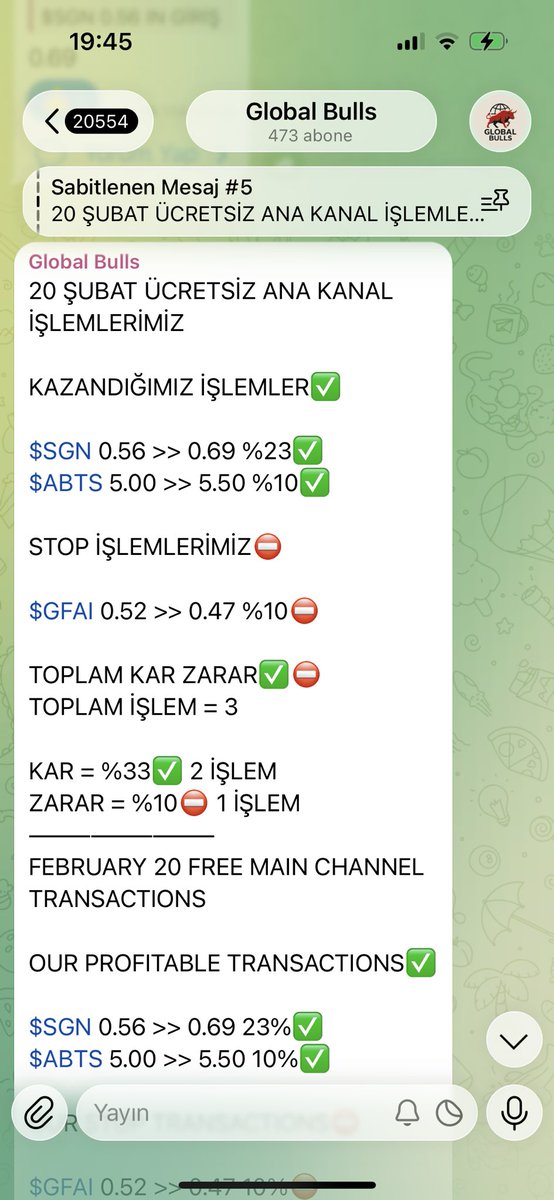 GlobalBulls1's tweet photo. Free Transactions, VIP Transactions &amp; Weekly Report &amp; Profit 

Click the link to join my free channel. 

https://t.co/4YOdLoG41p

$SGN $TSLA $NVDA $GFAI $VOR $CETY $EZRA $TIRX $ACLX $YMAT $STFS $ALUR $VNDA $VHUB $BTC $GNPX $SPAI $KXIN $MENS #Bitcoin #Trump #ElonMusk #solana https://t.co/RxFbkKhj5T