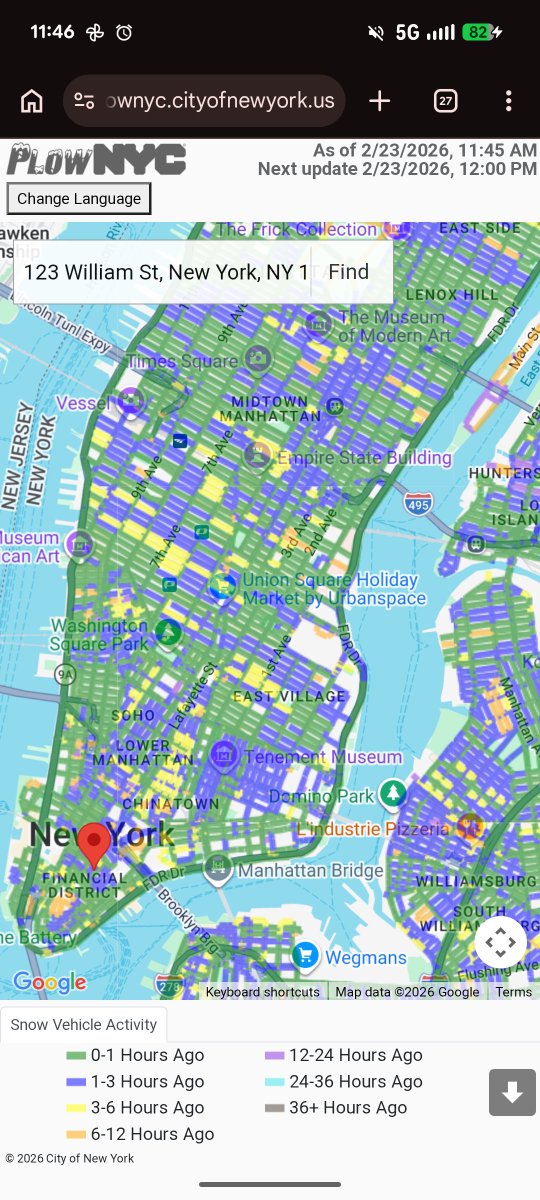 jekaanne's tweet photo. There's an ongoing blizzard and 6,300 miles of roads in NYC. https://t.co/xmgysn5YCL