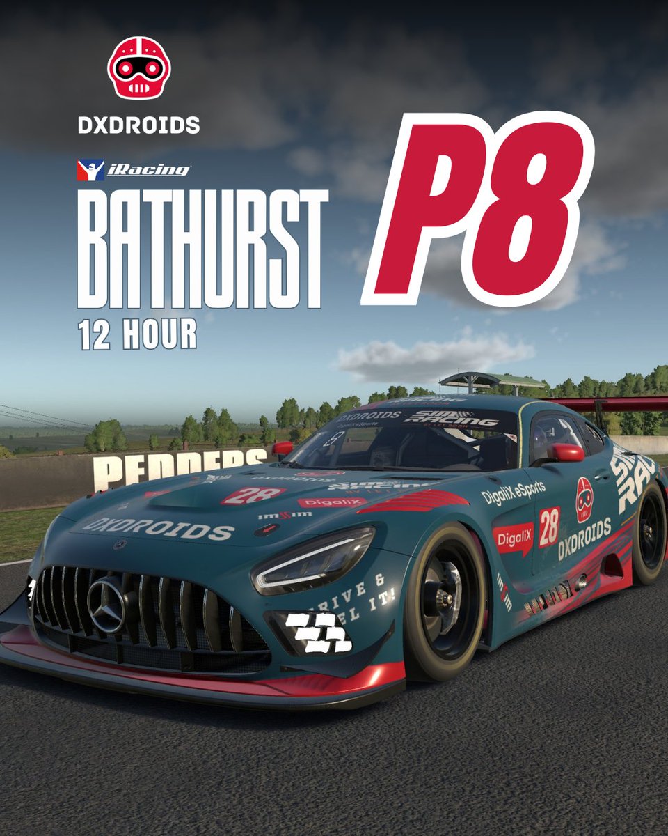 🏁Gran remontada en las #12hBathurst 
P27 → P8 en Mount Panorama
Con una gran salida y stints sólidos de Adri, Lluís y Fran escalamos hasta el P5.
Un incidente nos hizo perder terreno, pero Sergio fue clave para asegurar el Top 10.
Esfuerzo, resiliencia y carácter. Seguimos! 🦾