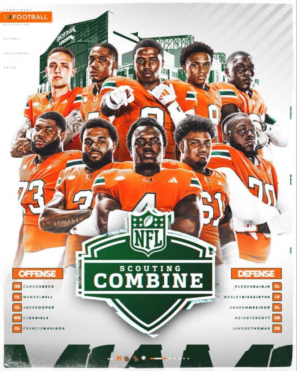 MattCaruso04's tweet image. 10 NFL Combine invites! 20 NFL Combine  invites in the last 2 years!  THE MOST WINS in a singular season of ANY combine class! NO ONE DEVELOPS LIKE THE CANES 🙌🌪️#ComeGetDeveloped #GoCanes #Development #ProCanes