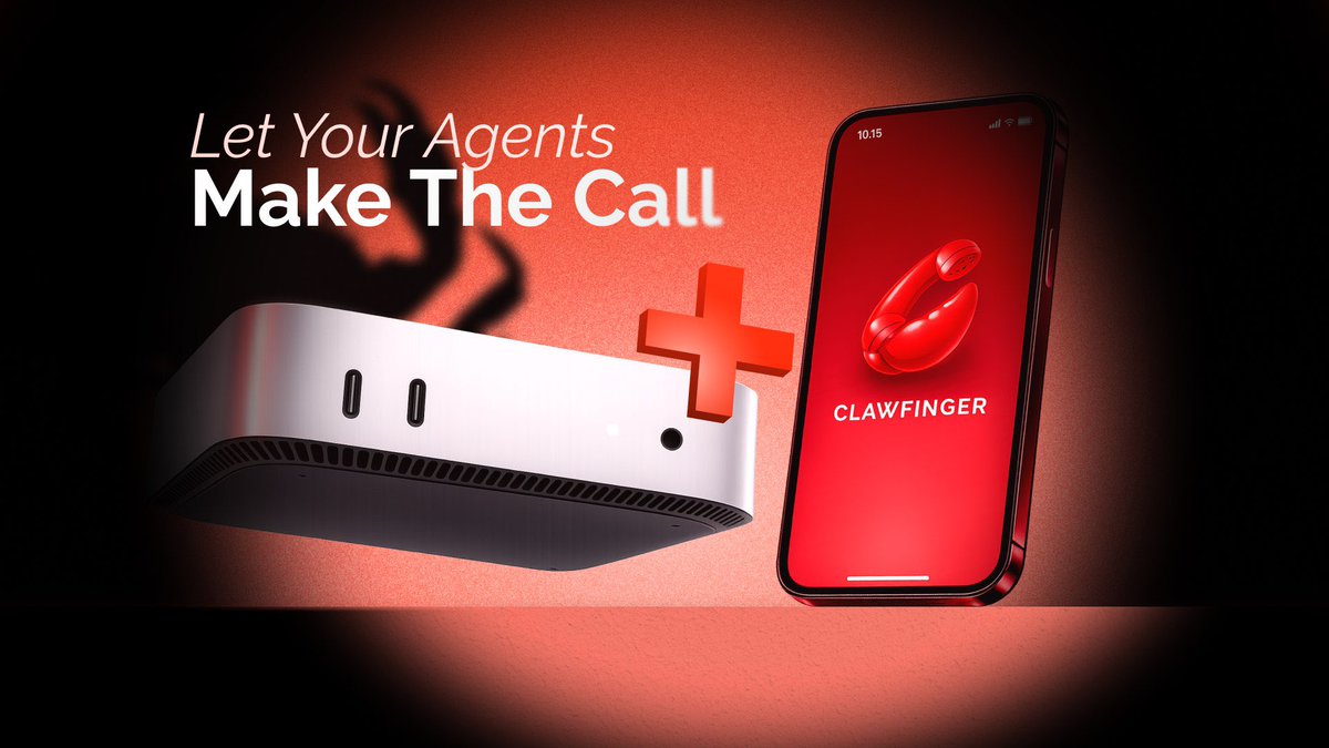 𝐂𝐥𝐚𝐰𝐅𝐢𝐧𝐠𝐞𝐫:  📞🦞
Real Phone Numbers for Agents 

With ClawFinger, your agent gets a real phone number, just like you do.

It turns a regular Android phone into a voice interface for your AI agents.

This is a true local gateway for agentic phone control/calls.