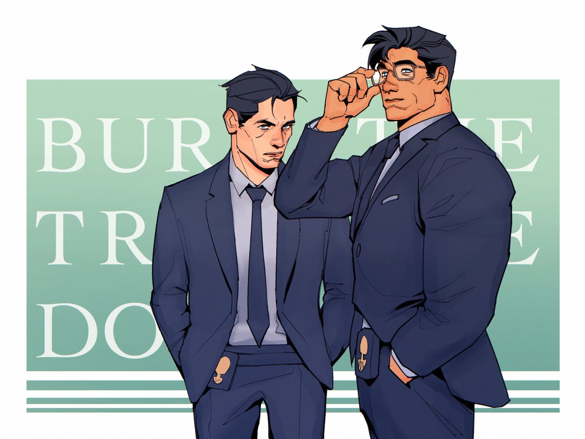 clark and bruce as FBI agents for Ferox's excellent fic Burn the Treeline Down, bc I've reread it so many times at this point and the idea of them as tired agents solving cold cases around the US just wouldn't let me go #superbat 
archiveofourown.org/works/68545426