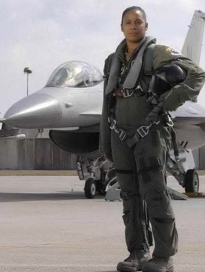 “United States Air Force, and the first female African-American fighter pilot in the history of that service. 

She flew the F-16 Fighting Falcon during combat missions in Operation Northern Watch. 

She is stationed at Nellis Air Force Base, a member of the 78th Attack Squadron,