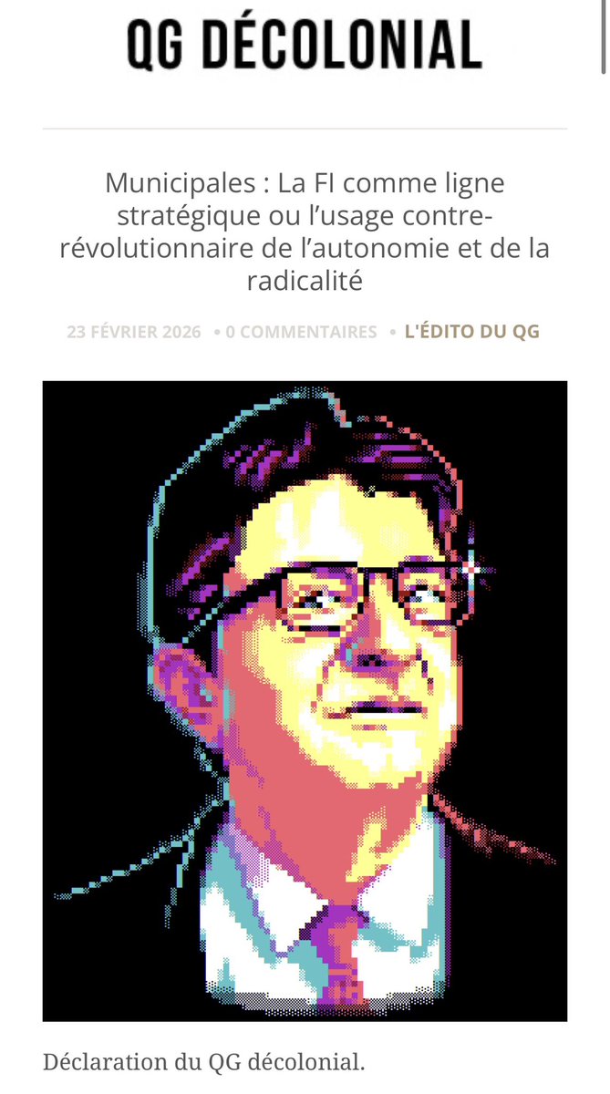 Déclaration du QG décolonial.

Municipales : La FI comme ligne stratégique ou l’usage contre-révolutionnaire de l’autonomie et de la radicalité 1/10🧵