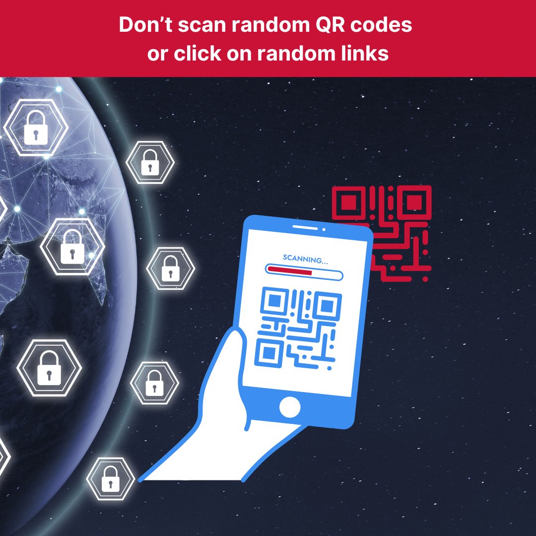 Marist_IT's tweet image. Don't scan random QR codes or click on random links. QR codes &amp;amp; links can easily be used for phishing and adding malicious code to your device. If you don't know where the QR code or link leads to - don't click it! #CyberMonday #Cybersecuritytips #becybersmart