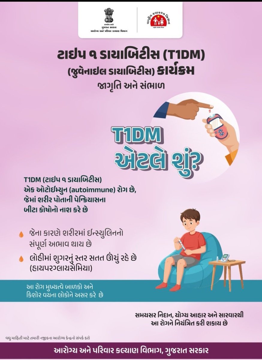 ટાઈપ 1 ડાયાબિટીસ,
જાગૃતિ અને સંભાળ....
