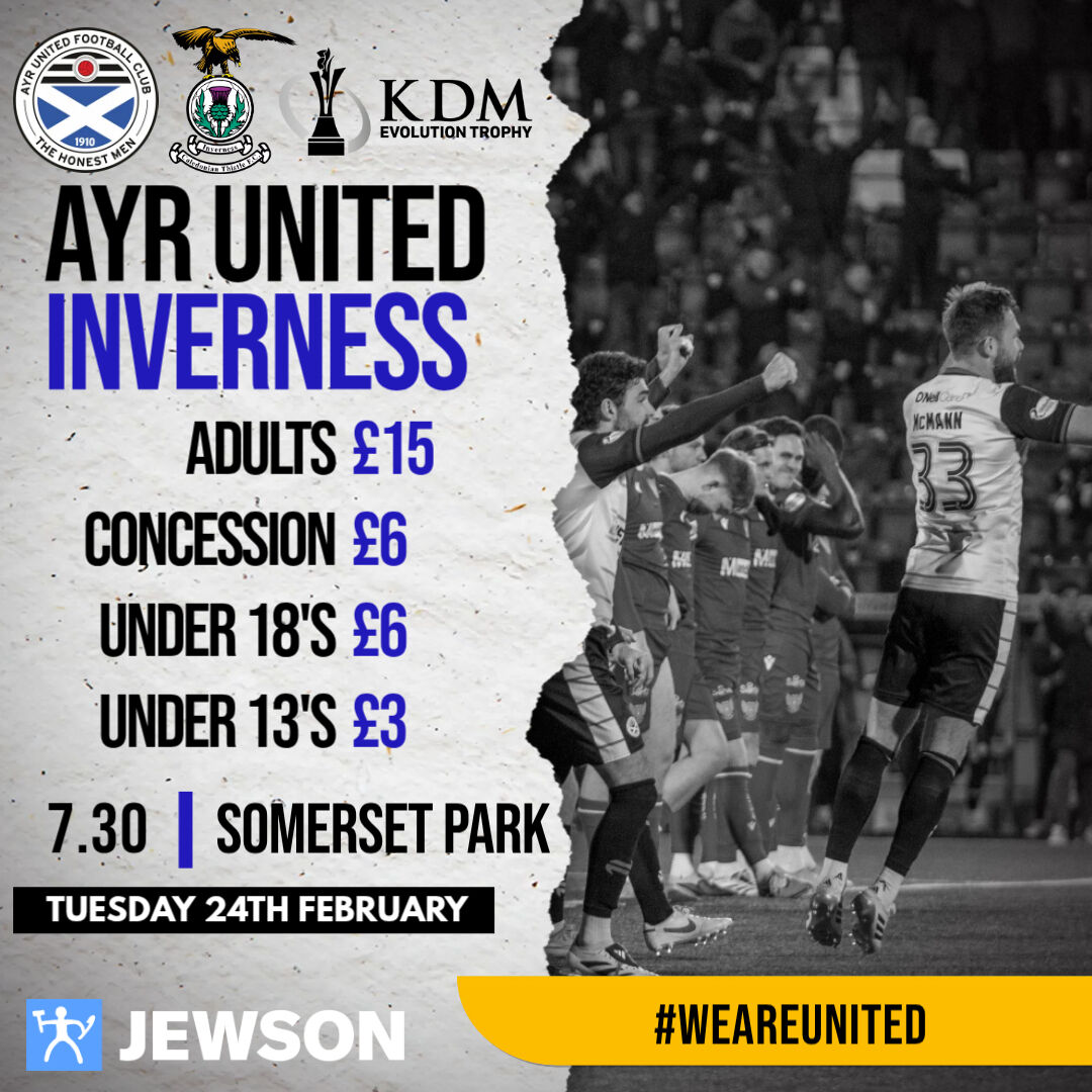 AyrUnitedFC's tweet photo. Can you help Ayr United reach it's first final in 24 years?

Your team needs you 🫵 

🎟️ https://t.co/gaMHKqSgkO

#WeAreUnited https://t.co/1UKTszBNUA