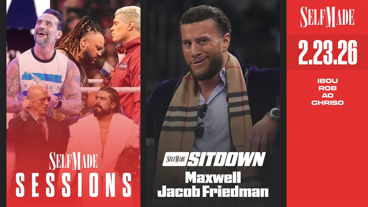 It's a very special day for Self Made.

Join us TONIGHT at 6:15PM EST on the <a href="/SelfMadePW/">Self Made 💫</a> YouTube for #SelfMadeSessions, recapping the past week in wrestling and beyond - PLUS... the debut of #SelfMadeSitdown, featuring an interview with the <a href="/AEW/">All Elite Wrestling</a> World Champion, Maxwell Jacob