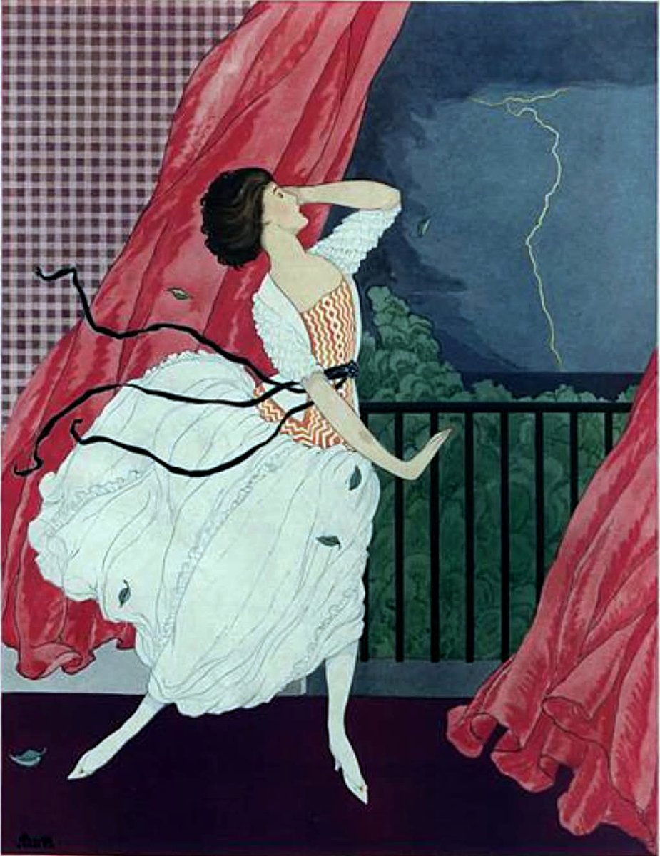Where shall we three meet again in thunder, lightning, or in rain?  

📘Macbeth (Act I, Scene I) 1623⚡︎⚡︎ 
✍️Shakespeare (English Playwright)⚡︎⚡︎ 

 🖼️A Woman And a Thunderstorm, 1921⚡︎⚡︎ 
🎨George Wolfe Plank (US Illustrator)⚡︎⚡︎
 
 #macbeth