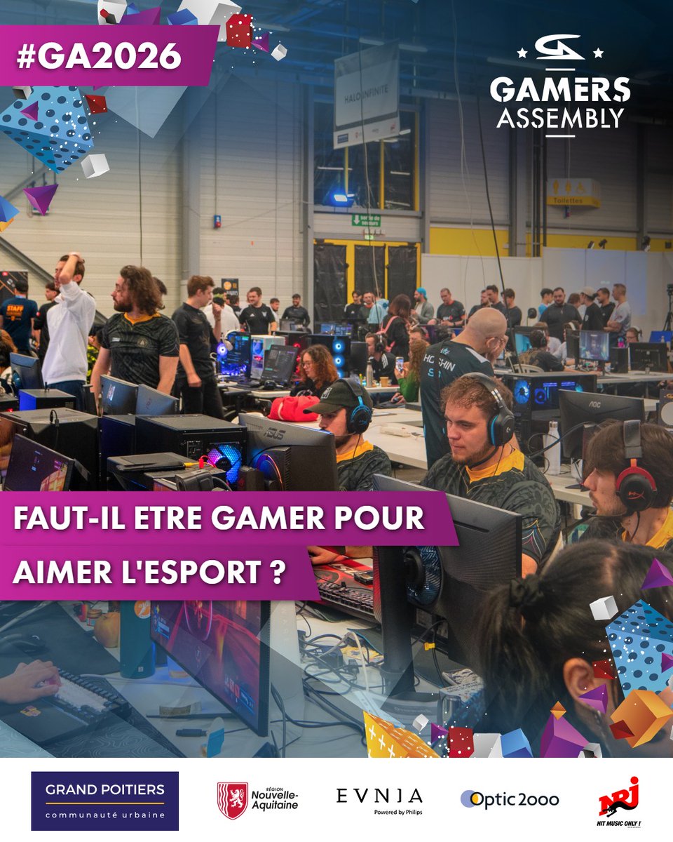 GamersAssembly's tweet photo. Est-ce qu’il faut être footballeur pour aimer regarder un match ? ⚽
Est-ce qu’il faut courir le marathon pour vibrer devant une course ? 🏃

Non.

Le sport, c’est une énergie, des rivalités, des moments de tension, des exploits.
On peut aimer regarder sans pratiquer soi-même pour autant 📺

L’esport, c’est pareil. 
Tu peux ne pas jouer tous les jours et ressentir la pression d’une finale, vibrer sur un clutch, célébrer une victoire avec une salle entière. 🤩

Et c'est justement ce qu'on te propose de venir faire à la #GA2026 : partager des émotions fortes !

Prends ton billet ici : https://t.co/lrrcFvsMDL

T'es plutôt participant.e ou plutôt spectateur.trice, ou même les deux ? 🎮
