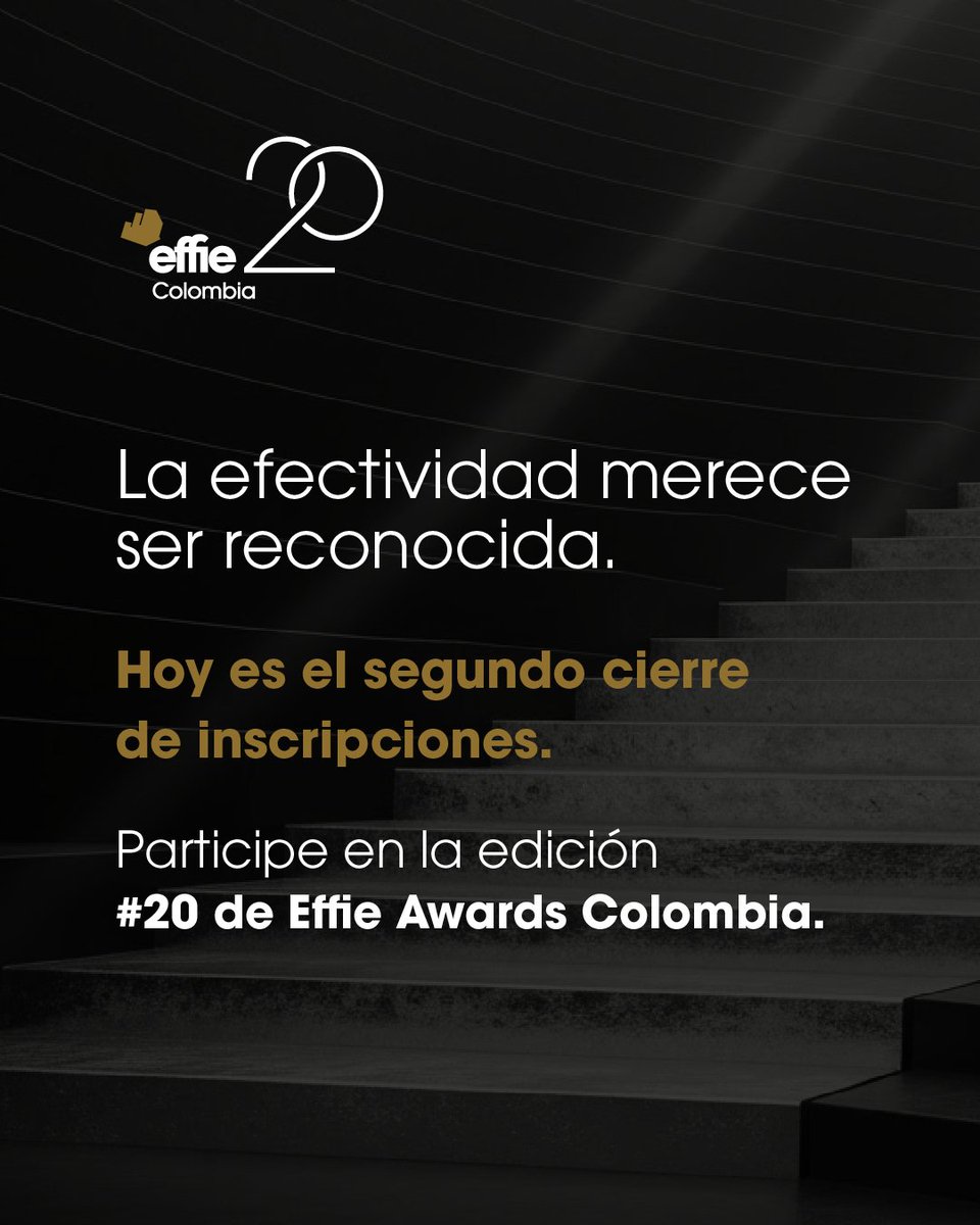 EffieColombia's tweet photo. 👉 Esta es su segunda oportunidad de participar en Effie Awards Colombia 2026, el reconocimiento que valida las estrategias efectivas, ejecutadas con excelencia y respaldadas por resultados reales.

Participe en: https://t.co/tVfXAjsq10 https://t.co/swu9hNB03I