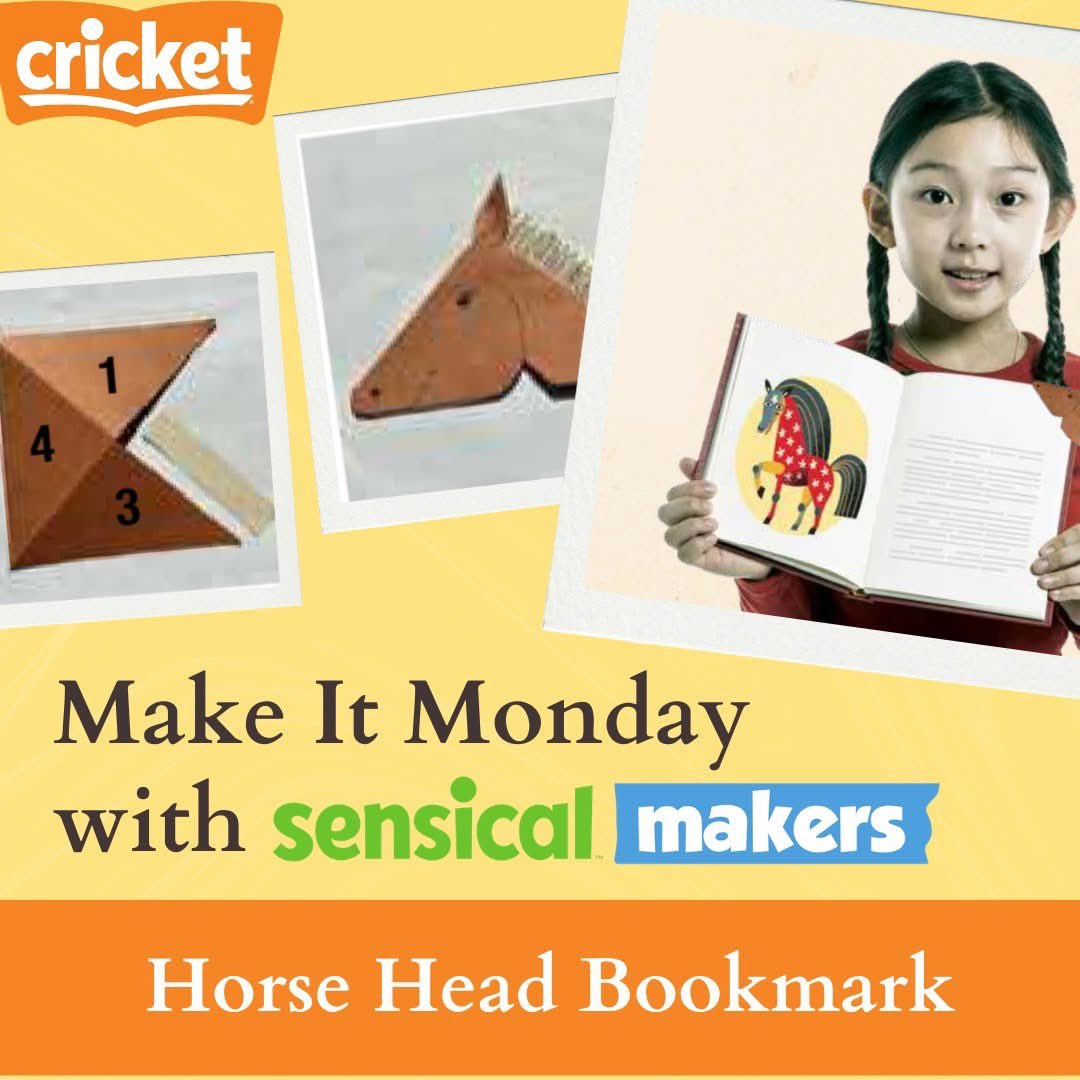 CricketMediaInc's tweet image. #MakeItMonday! 🐴 In honor of the Year of the Horse, create this fun and easy horse head bookmark! 

Get instructions here-- look for "Make a Horse-Head Bookmark" in the portal! cricketmedia.com/chirp-portal/?

Did you make this craft at home? Send us your photos!