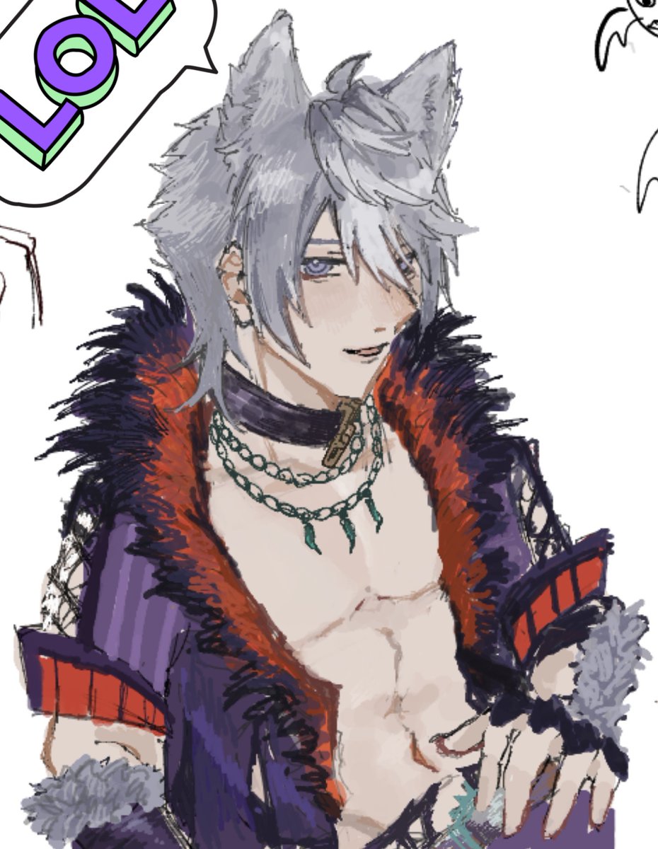 リア友との絵チャで描いた🐺