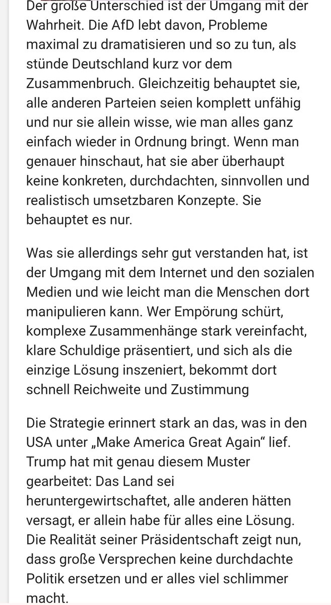 <a href="/Frohnmaier_AfD/">Markus Frohnmaier</a> Ihre #AfD steht in erster Linie für Kollaboration mit 🇷🇺, sowie einem hohen Anteil an vorbestraften Mandatsträgern. 

Der Rest besteht aus hohlen Phrasen des mantraartig herbeigeredeten Unterganges 🇩🇪s, um sich selbst als Retter inszenieren zu können. 

Treffliche Analyse⬇️