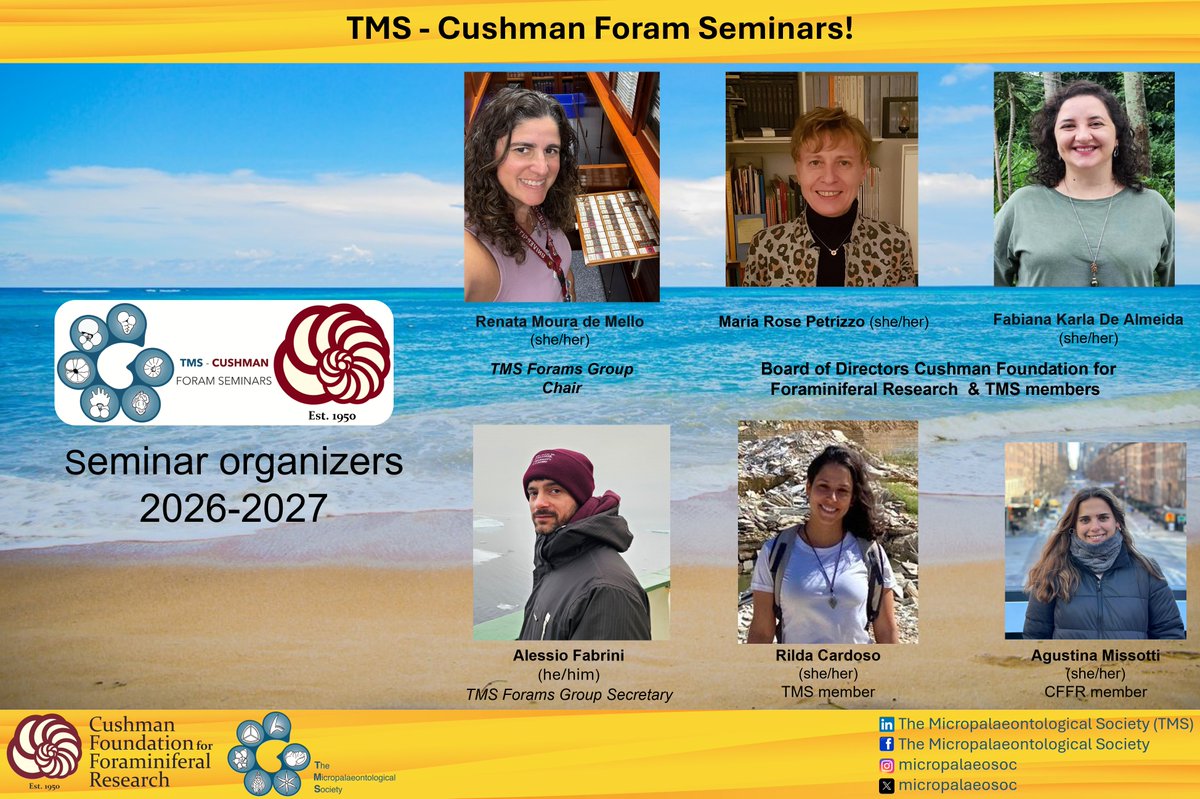 MicropalaeoSoc's tweet photo. Meet the TMS - Cushman Foundation For Foraminiferal Research Foram Seminar 2026-27 organizers!

Keep your eyes peeled! We will be announcing a brief schedule tomorrow! https://t.co/PR6DG0BPwI