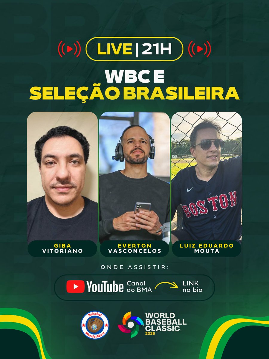 Hoje, 21h, tem LIVE no canal do BMA ⚾🇧🇷

WBC, Seleção Brasileira, bastidores e análise com quem acompanha de perto.

Sem roteiro engessado, mas com conteúdo de verdade. Participe pelo chat e mande sua pergunta. 

📺 YouTube – Canal do BMA
🔗 Link: youtube.com/live/96S8tqaiA…