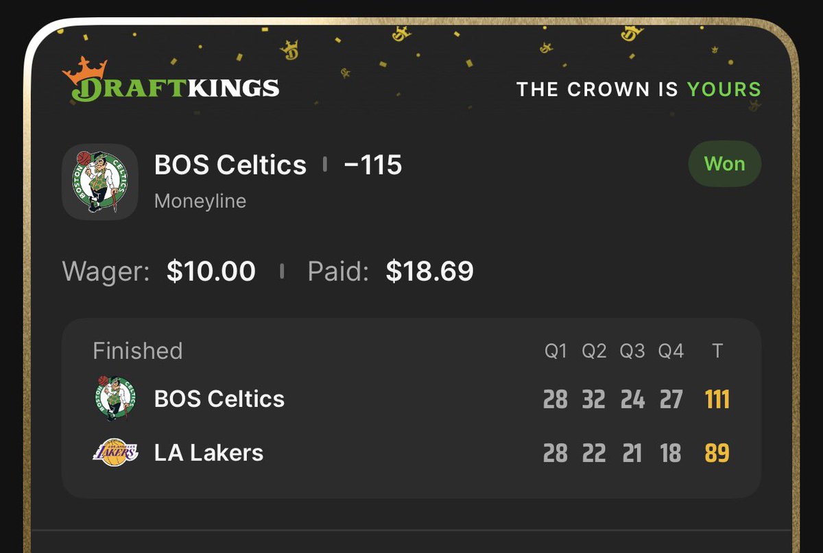 LADDER CHALLENGE $10 - $1000 🪜 

I BELIEVE IF WE COMPLETE IT 2X WE CAN COMPLETE IT AGAIN! 🔥 

DAY 1 : CELTICS ML ✅ 

YOU GUYS READY FOR DAY 2 ?? ⬇️ 

LIKE 👍🏻 + RETWEET ♻️ + COMMENT 💬

#GamblingX #GamblingTwitter #Ladder