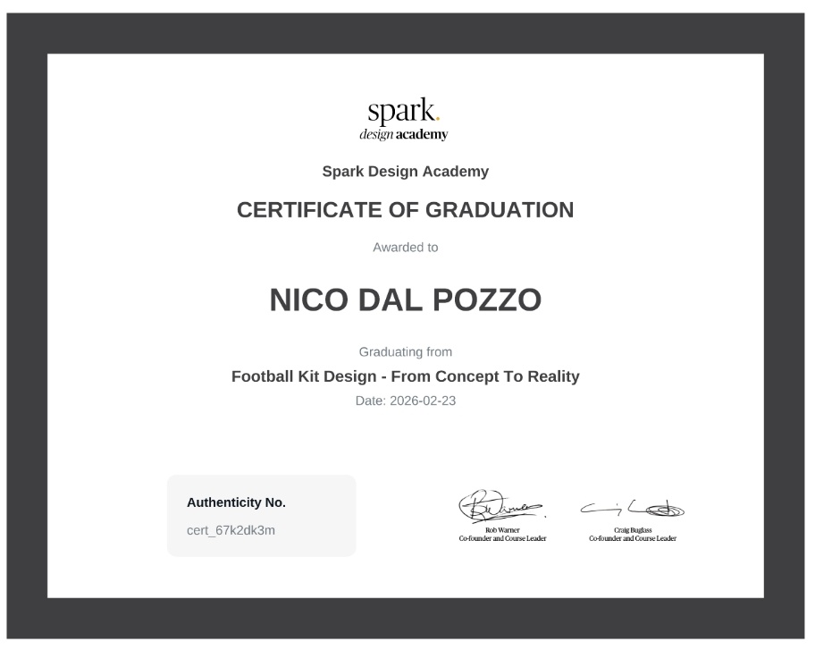 Neeks_77's tweet photo. Huge thanks to @therealcbuglass & @Real_Rob_Warner for an outstanding @_Spark_Academy course
Insightful, well-structured, and packed with great resources
Wish I finished it sooner, excited to keep learning and submit my project for review
#sparkdesignacademy #footballkitdesign https://t.co/W0TqvBLHcb