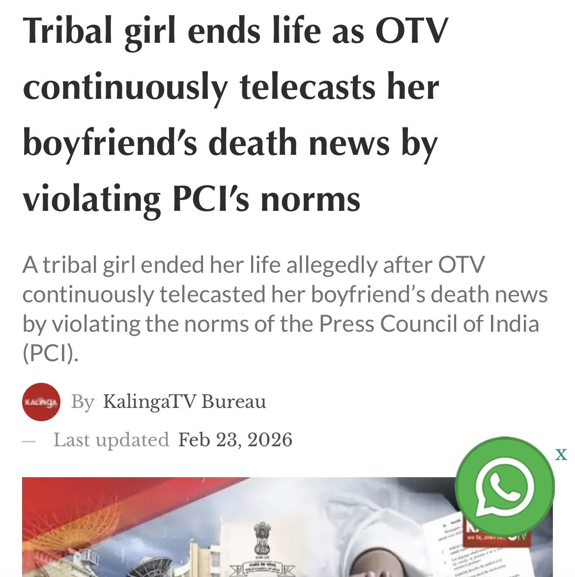 dashman207's tweet image. Breaking news or breaking lives? 

The news of the suicide of a male student of KISS was exaggerated and broadcasted by #OTV in such a vengeful manner that it allegedly forced a 16-year-old girl student, who is the girlfriend of the deceased student, to take the drastic step,