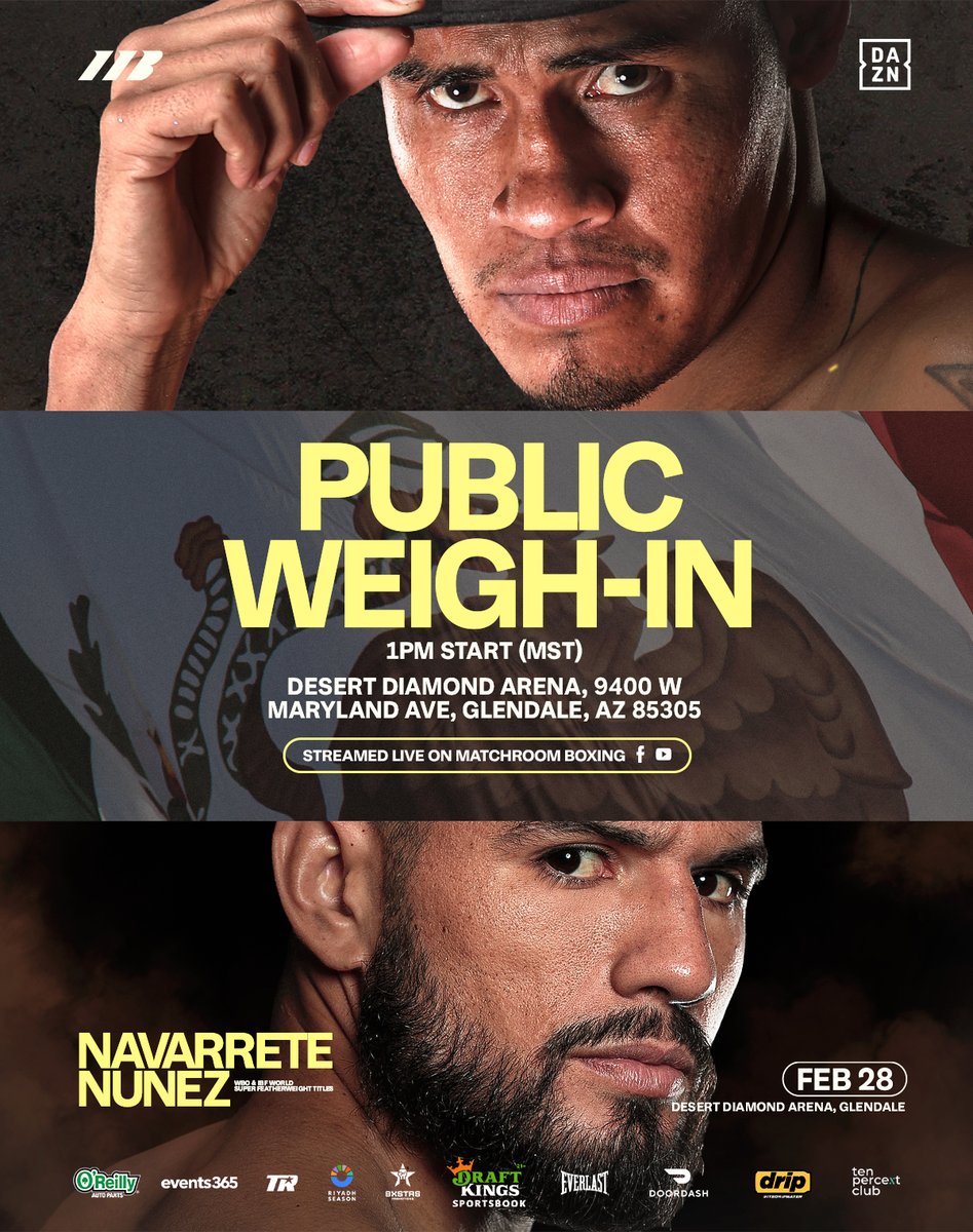 MatchroomBoxing's tweet photo. Meet and greet with IBF World Champion Sugar Nunez on Wednesday and Friday's weigh-in is open to the public 👊

Get on down if you're in Arizona this week. Full details 👇 #NavarreteNunez https://t.co/UrkVP6j56m