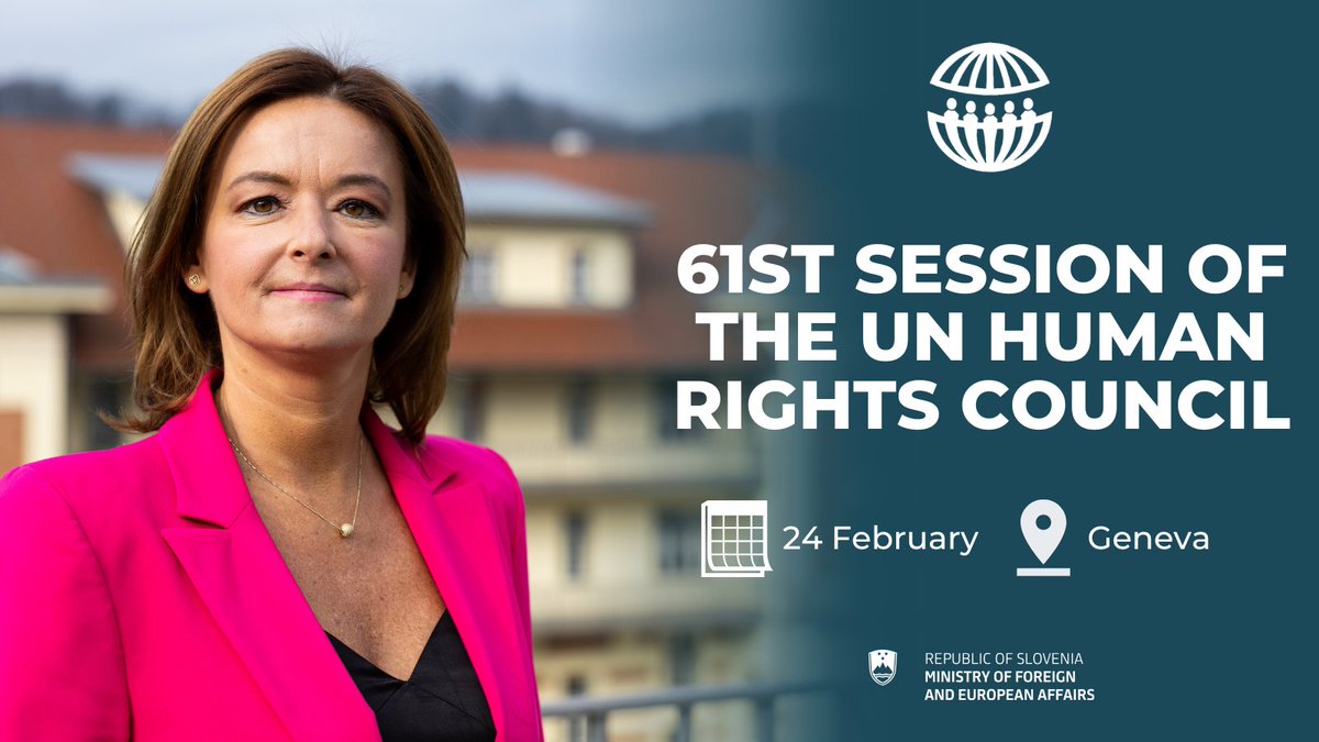 MZEZ_RS's tweet photo. Minister @tfajon will take part in the 61st session of the @UN_HRC 🇺🇳 in #Geneva.
On the margins, she will hold several bilateral meetings & speak at an event on progress in the field of #HumanRights and equality, co-organized by 🇸🇮.
#SLOinHRC #BuildingTrust #SecuringFuture https://t.co/v7DVLmviw8