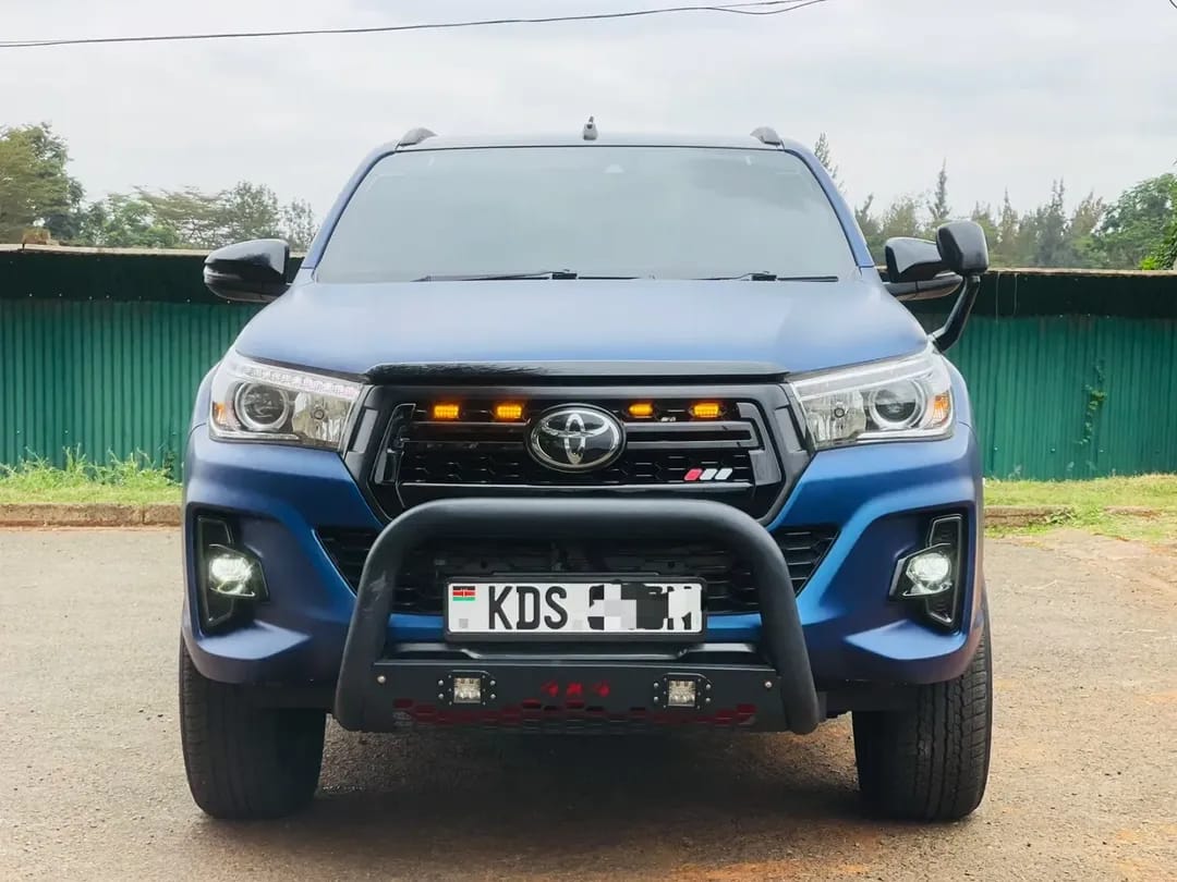 #Ad
Built 2019 Toyota Hilux GD6 (GR Spec) | <50,000km | 

Price: Kshs 5.5m

DM me or call 0717 931352

Exterior Mods: 
• Ghost Blue wrap 
• 19” custom forged wheels  + new Continental tyres
• GR tail lights
• Amber LED grille
• Custom nudge bar