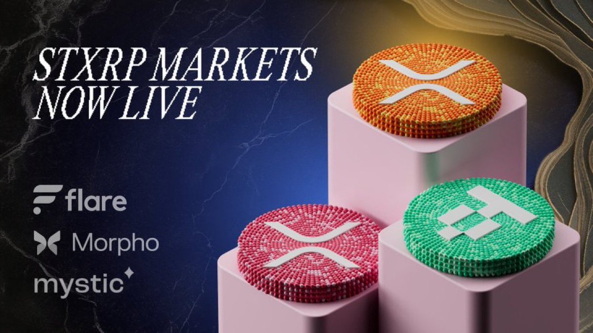 Los mercados de stXRP ya están disponibles en @Mystic_Finance × <a href="/Morpho/">Morpho 🦋</a> 🔥

Dos mercados disponibles: • $stXRP / $FXRP • $stXRP / $USDT0

Gana recompensas de staking con $stXRP mientras lo utilizas como activo de colateral para pedir prestado stablecoins o FXRP contra él.