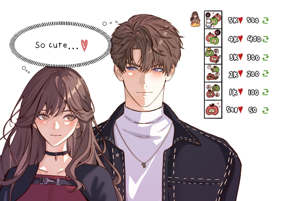 Thank you all for 5k followers 🎉! I wanted to do something fun as I recover from my recent surgery. 

At each milestone on this post, I'll draw short manhwa-style panels based on those little apples (try and guess what it’ll be ❤️) 

#LoveandDeepspace #Caleb