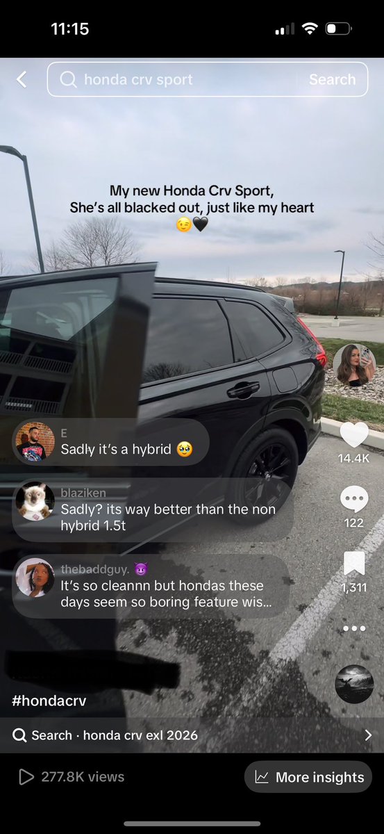 Cleo_Apollos's tweet photo. Hey @Honda I’ve convinced quarter of a million people to buy a Honda crv, can u pay for the rest of my car? Lol https://t.co/j5b0C0QsfT