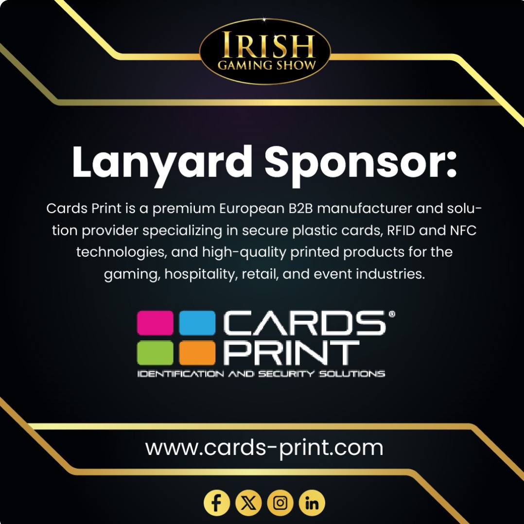 Lanyard sponsor for the Irish Gaming Show: Cards Print.

Cards Print is a premium B2B manufacturer and solution provider specializing in secure plastic cards, RFID and NFC technologies, and high-quality printed products for the multiple industries.✅

#IGS26 #CardsPrint