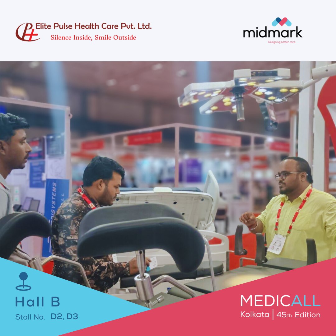 MidmarkIndia's tweet photo. What a finish at #MedicallKolkata! 🚀
 
Day 3 wrapped up with great conversations, live demos &amp; strong engagement. Thanks to everyone who visited the Midmark &amp; Elite Pulse stall!

#MidmarkIndia #MedTech #HealthcareInnovation https://t.co/9nCyZxfaF6